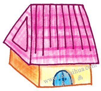 小木屋色铅笔简笔画画法步骤四