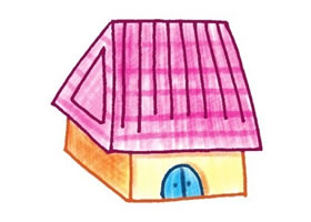 小木屋色铅笔简笔画