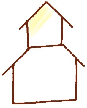 教堂色铅笔简笔画画法步骤二