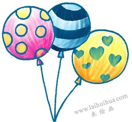气球色铅笔简笔画画法步骤四