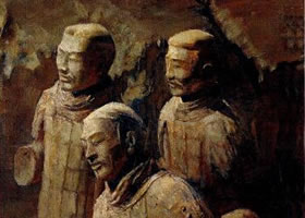 秦始皇和兵马俑油画