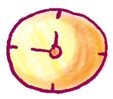 表针，闹钟色铅笔简笔画画法步骤二
