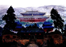 武当山古建筑群油画