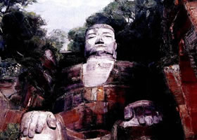 峨眉山、乐山大佛油画