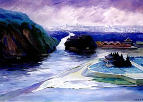 都江堰和青城山油画