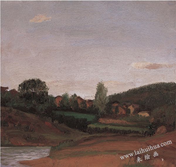 静静的山村　布面油画