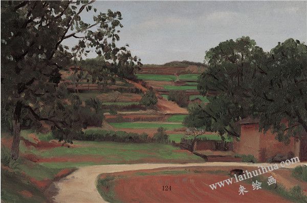 桃花园　布面油画