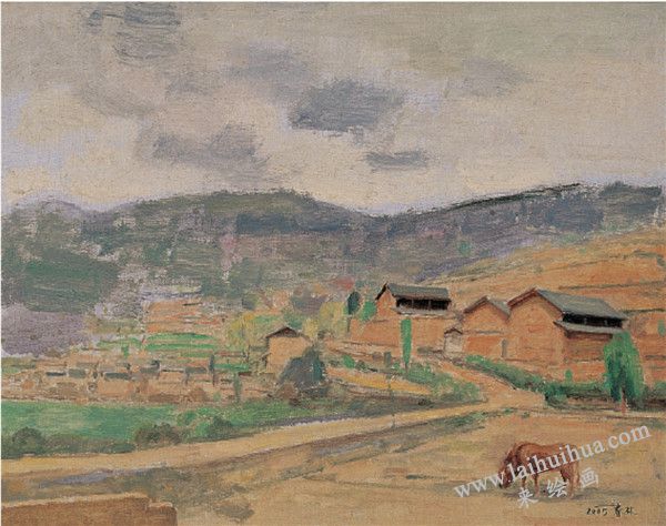 2005年山乡　布面油画