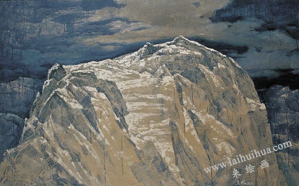 雪山长云　布面油画