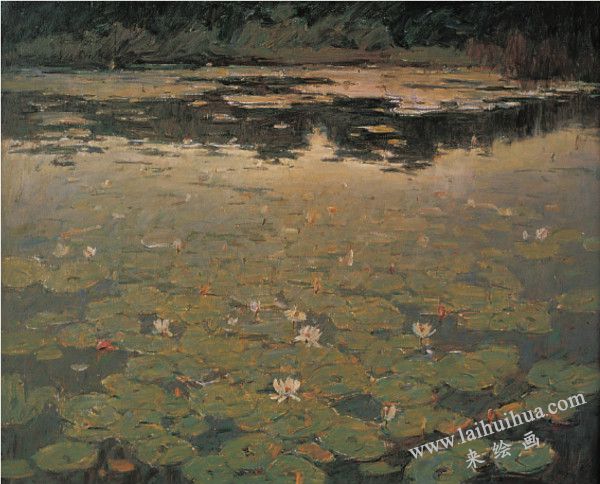 莲池　布面油画