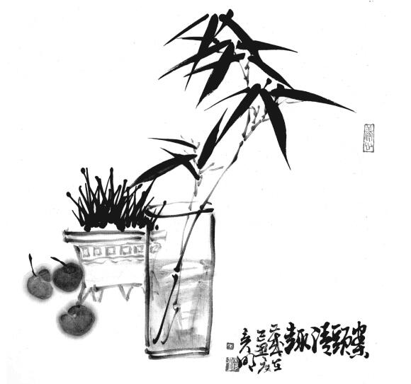 国画竹子画法步骤范例一