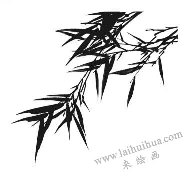 国画竹子画法步骤一：竹叶