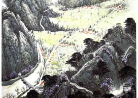 《长城脚下春意浓》山水画