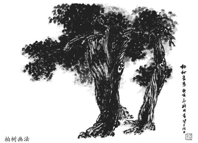 柏树的山水画画法