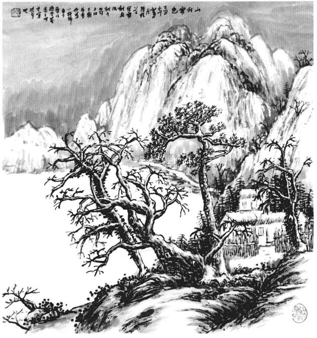 雪景树画法
