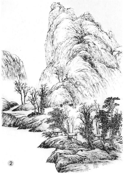 山水画水墨画稿步骤二