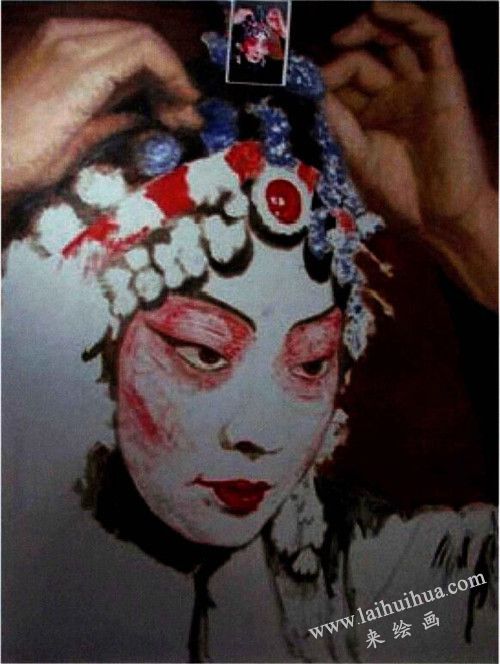 梅兰芳头像油画作画步骤六