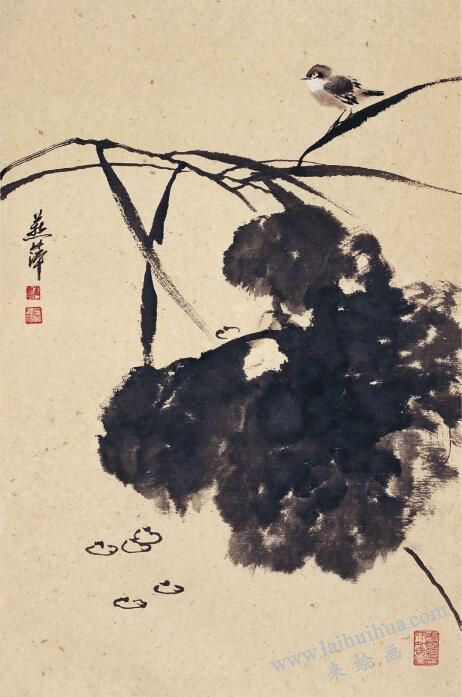 荷花麻雀  作品
