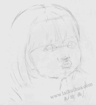 小孩素描画法步骤02