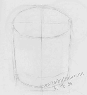 玻璃杯素描画法步骤02