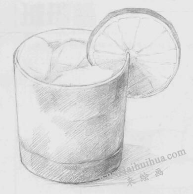 玻璃杯素描画法步骤06