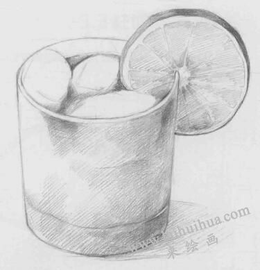 玻璃杯素描画法步骤07