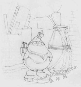 书桌一角素描画法步骤03