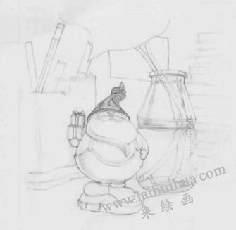 书桌一角素描画法步骤04