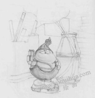 书桌一角素描画法步骤05