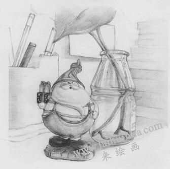 书桌一角素描画法步骤08