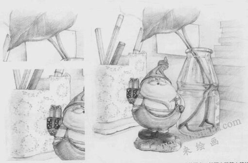 书桌一角素描画法步骤09