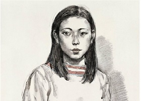 《女学生》素描画