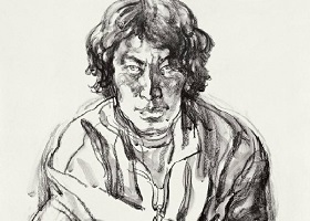 《藏族青年》素描画