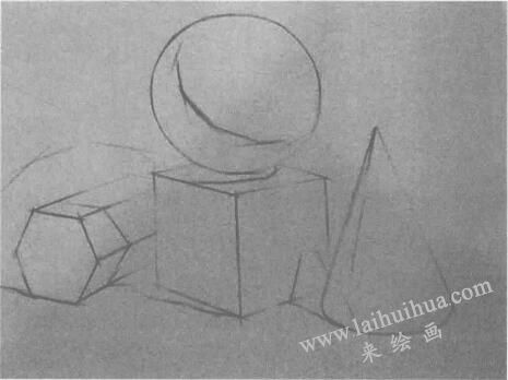 标出明暗交界线  多个几何体素描