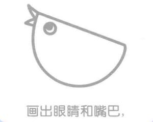 麻雀的简笔画画法步骤02：麻雀的眼睛和嘴巴
