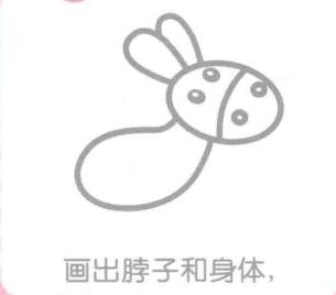 毛驴简笔画画法步骤04：脖子和身体