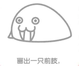 海象的简笔画画法步骤03：海象的前肢