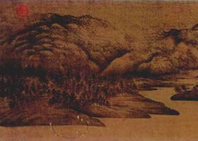 五代南唐董源《潇湘图》山水画