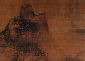 五代巨然《层岩丛树图轴》欣赏