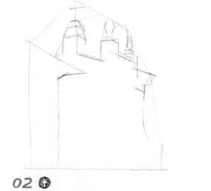 教堂素描画线稿画法步骤02