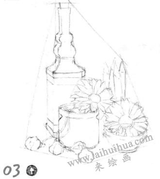 阳台素描画线稿步骤03
