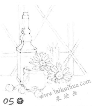 阳台素描画线稿步骤05