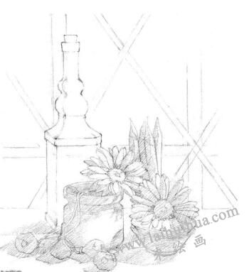 阳台素描铺色步骤01