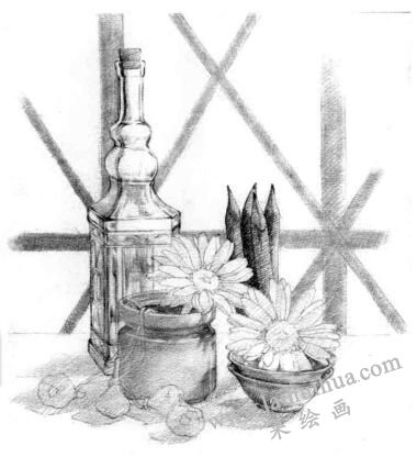 阳台素描铺色步骤05
