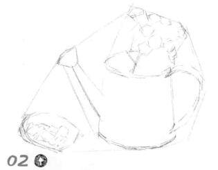 素描簸箕与壶画线稿步骤02