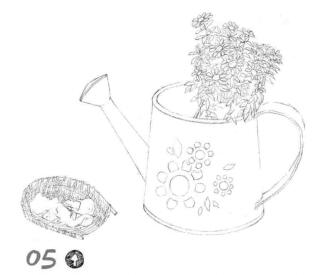 素描簸箕与壶画线稿步骤05