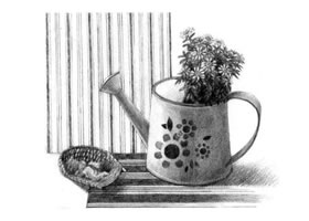 簸箕与壶素描画法