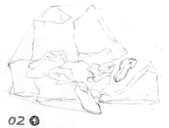 男人的橱窗秀素描画线稿画法步骤02