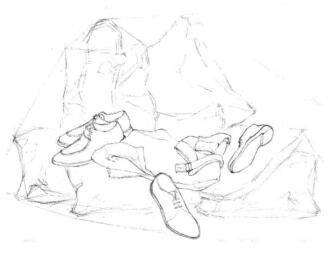 男人的橱窗秀素描画线稿画法步骤04