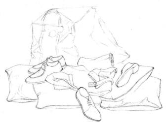 男人的橱窗秀素描画线稿画法步骤05